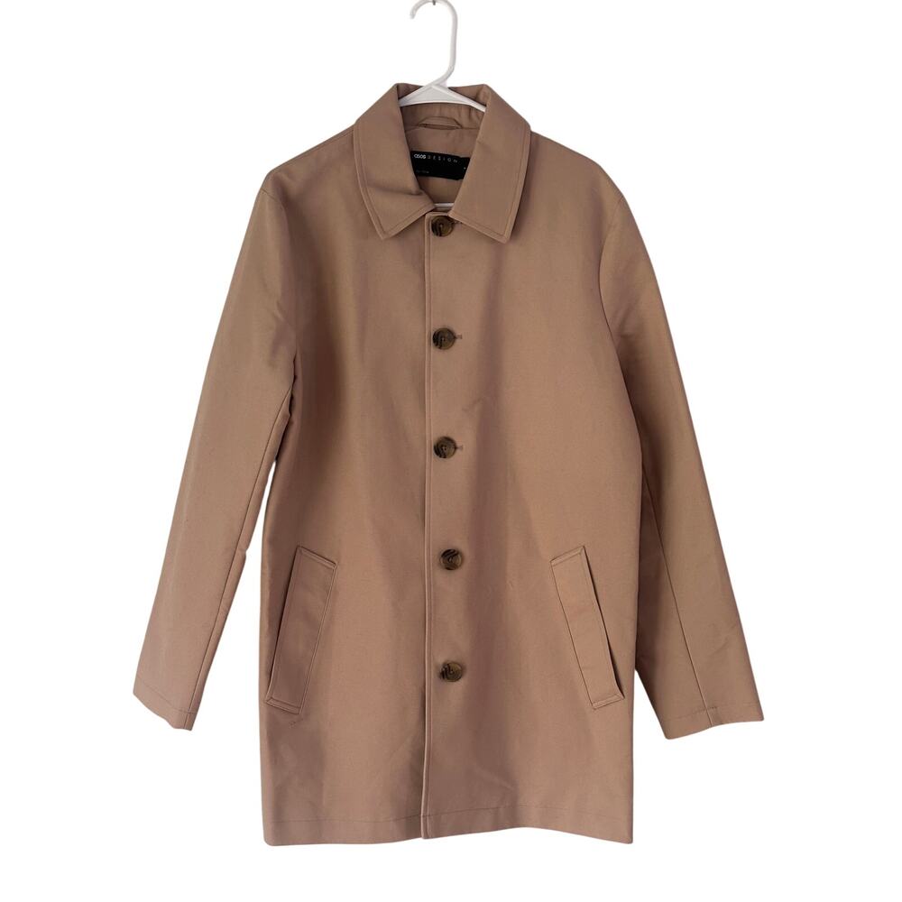 ASOS DESIGN Camel Tan Single Breasted Overcoat Size Small